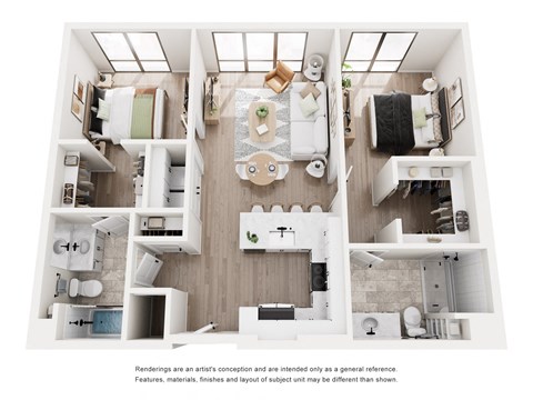 3D floor plan of the B1B unit